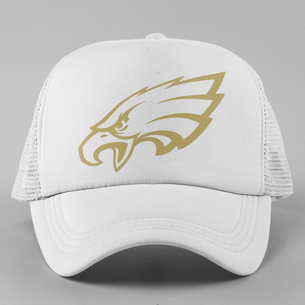 NEW Philadelphia Eagles Monochrome GOLD Logo Foam Trucker Mesh Snapback WHITE